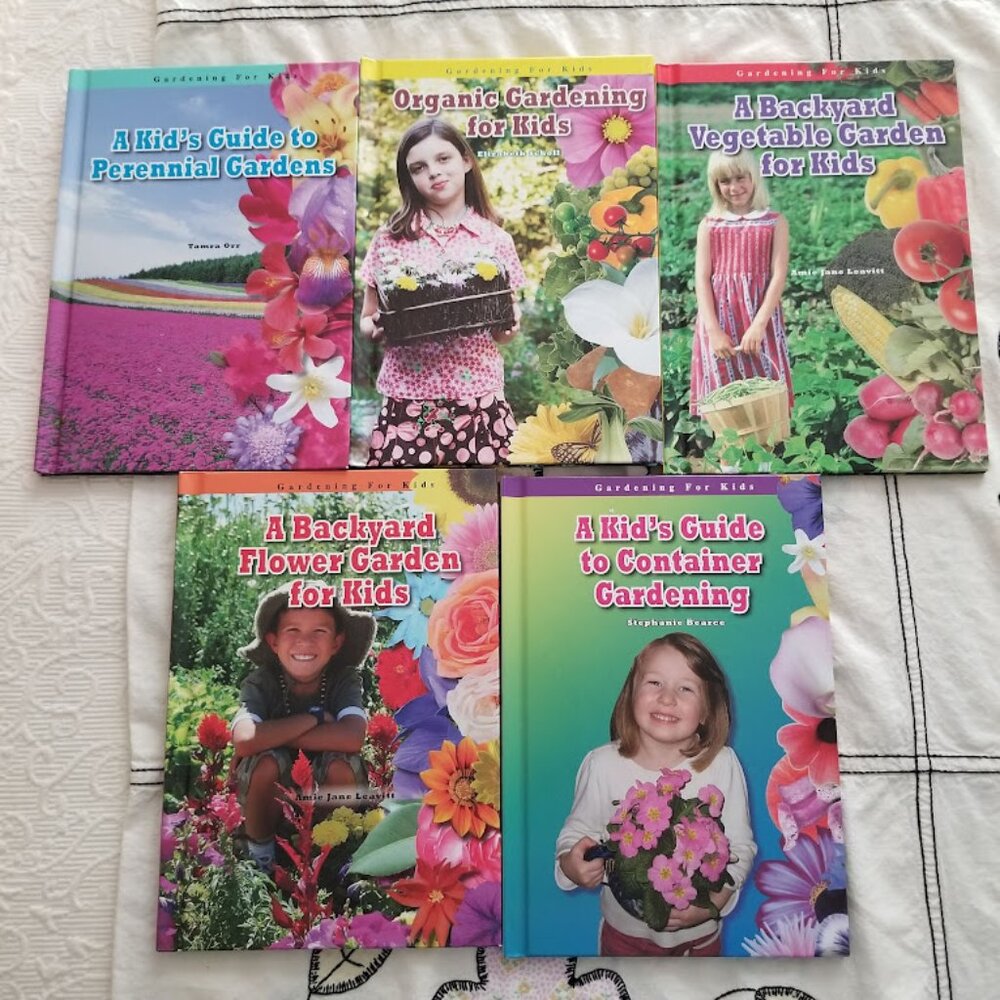 Lot of 5 Hard Bound Gardening Books Elementary Aged Homeschool Educational Books